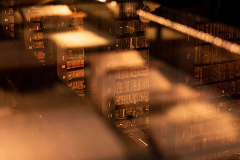 Archival shelving containing historical records used for historical research.
